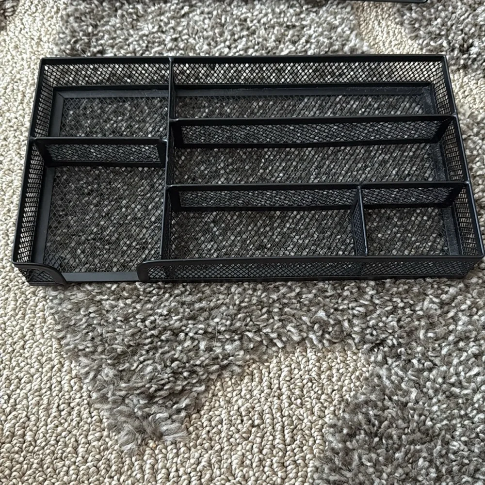 3-Piece Heavy Duty Black Mesh Desk Organizer set.